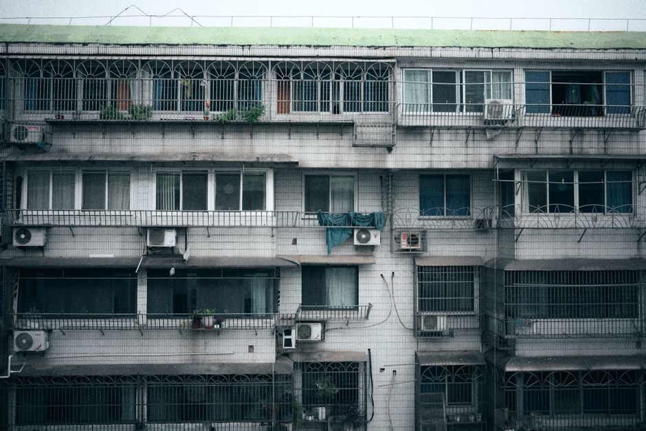 Modern air conditioner unit outside a home